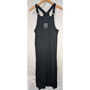 California Concepts Black Overall Jumper Dress 10‎ Pocket Midi Pinafore 90s Y2k